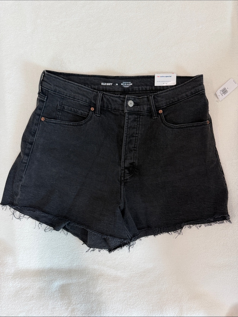 Old Navy Black Raw-Hem High-Rise Jean Shorts